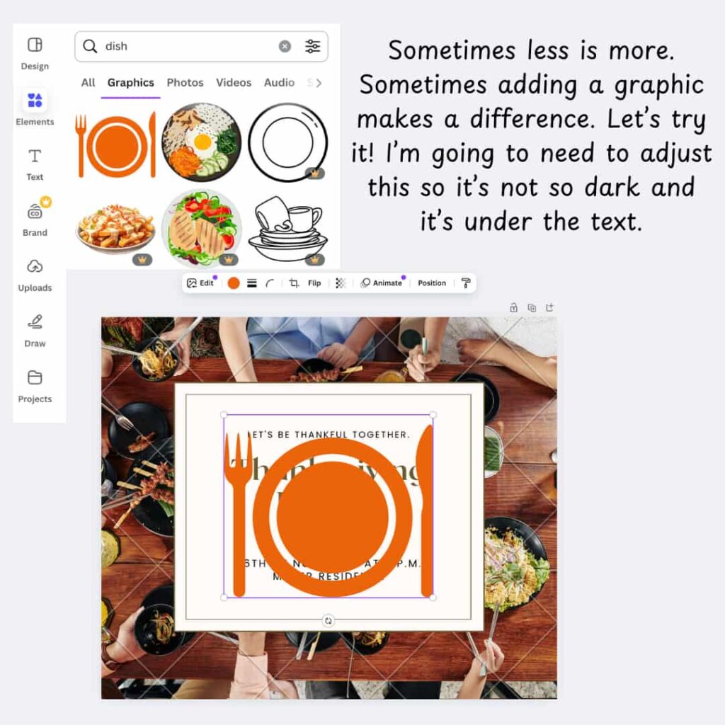 Adding another graphic on top of the original graphic.