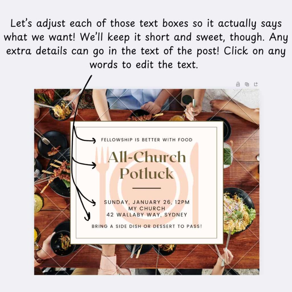 Adjusting the text boxes on the graphic.